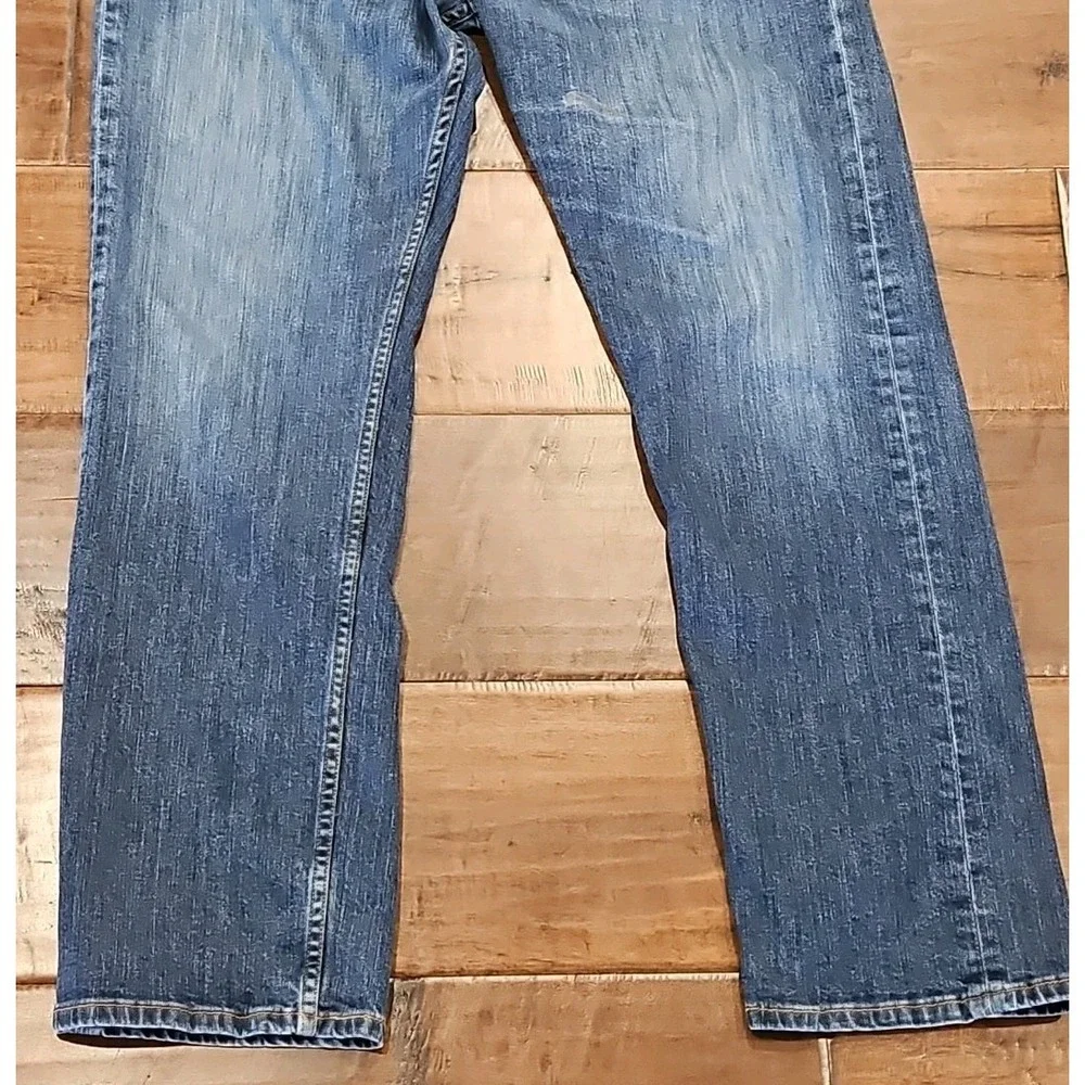 Levis Jeans Mens 38×32 Blue Denim Pants Faded 505 Straight Regular Stretch Work